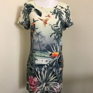H&M conscious collection tropical print shift.